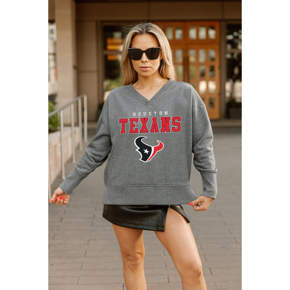 Houston Texans Gameday Couture Women's French Terry V-Neck Pullover Sweatshirt - Gray online