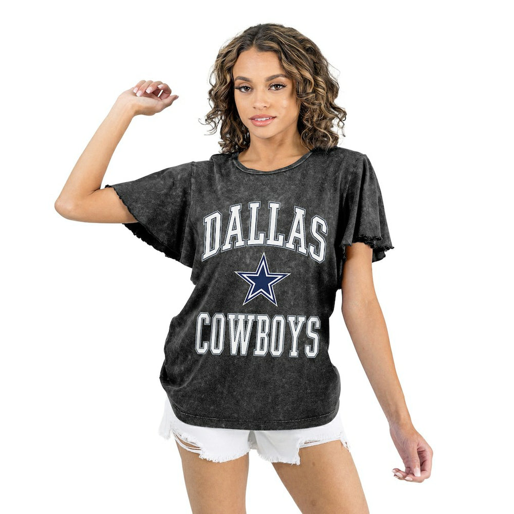 Dallas Cowboys Gameday Couture Women's Relaxed Flutter Sleeve T-Shirt - Black for sale