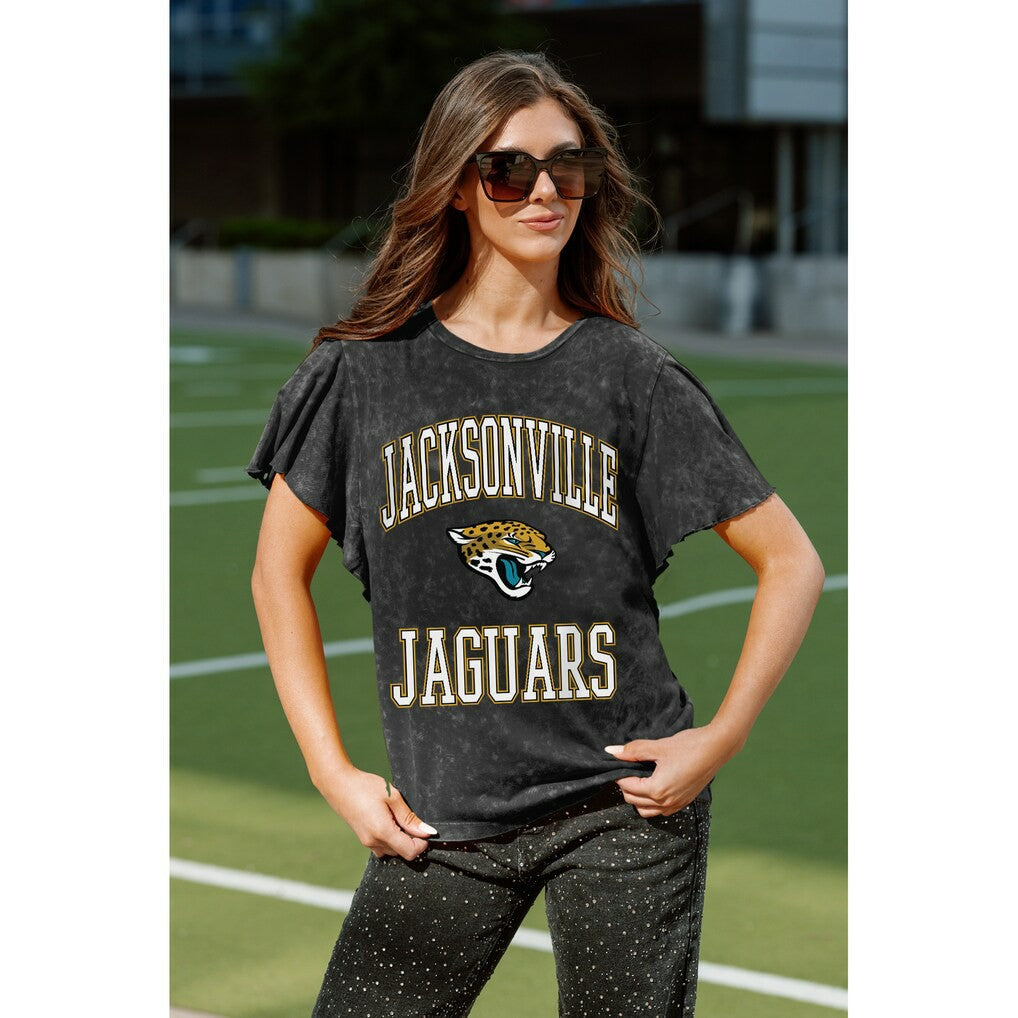 Jacksonville Jaguars Gameday Couture Women's Relaxed Flutter Sleeve T-Shirt - Black discount