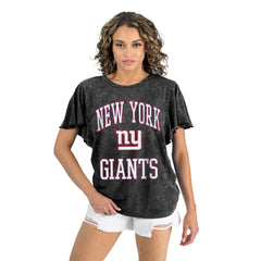 New York Giants Gameday Couture Women's Relaxed Flutter Sleeve T-Shirt - Black sale
