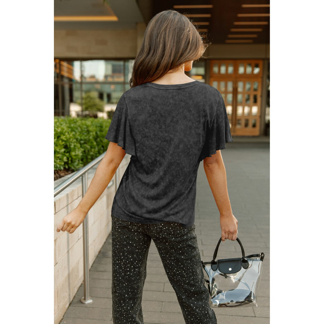 New York Giants Gameday Couture Women's Relaxed Flutter Sleeve T-Shirt - Black sale