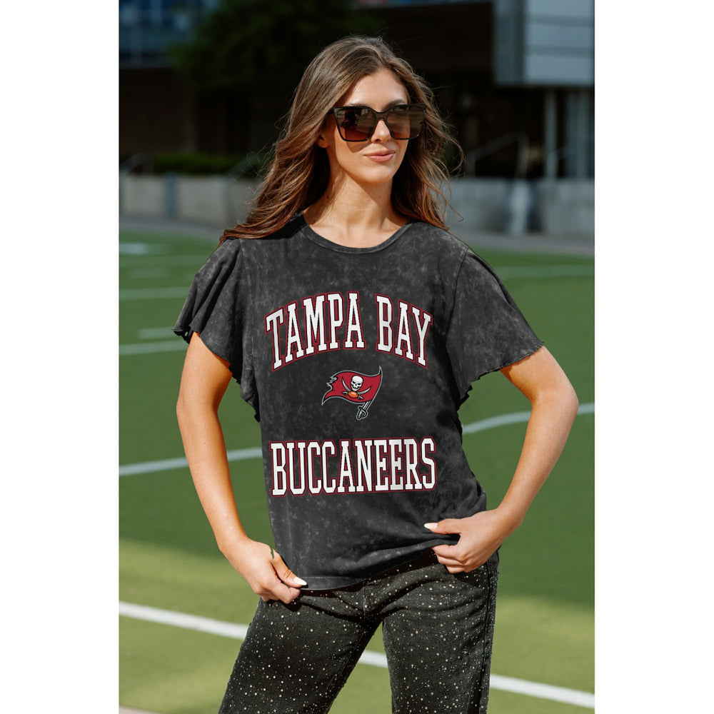 Tampa Bay Buccaneers Gameday Couture Women's Relaxed Flutter Sleeve T-Shirt - Black for sale
