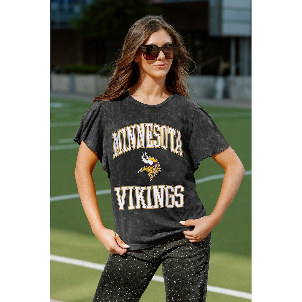 Minnesota Vikings Gameday Couture Women's Relaxed Flutter Sleeve T-Shirt - Black sale