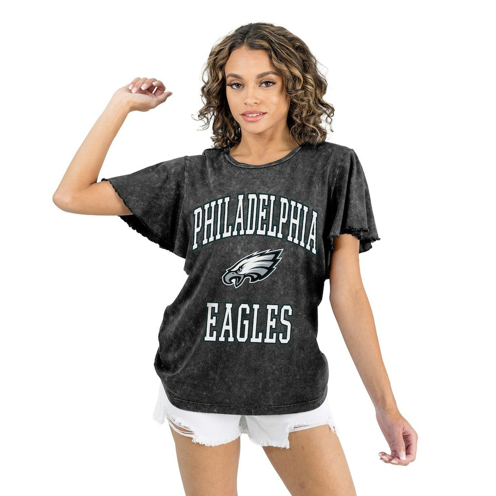 Philadelphia Eagles Gameday Couture Women's Relaxed Flutter Sleeve T-Shirt - Black outlet