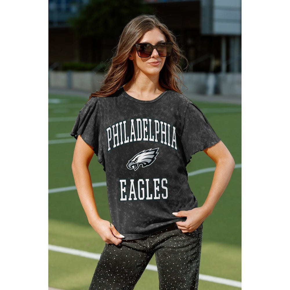 Philadelphia Eagles Gameday Couture Women's Relaxed Flutter Sleeve T-Shirt - Black outlet