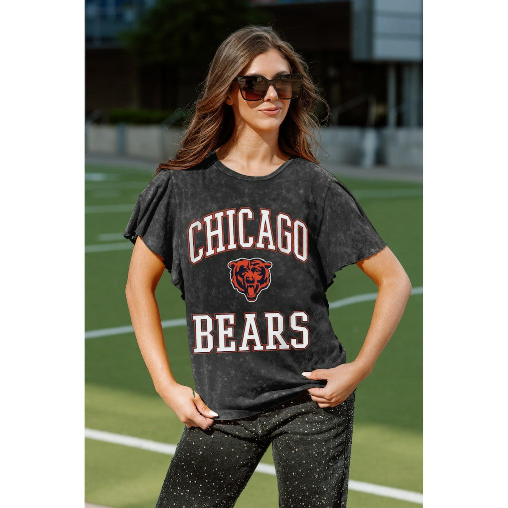 Chicago Bears Gameday Couture Women's Relaxed Flutter Sleeve T-Shirt - Black sale