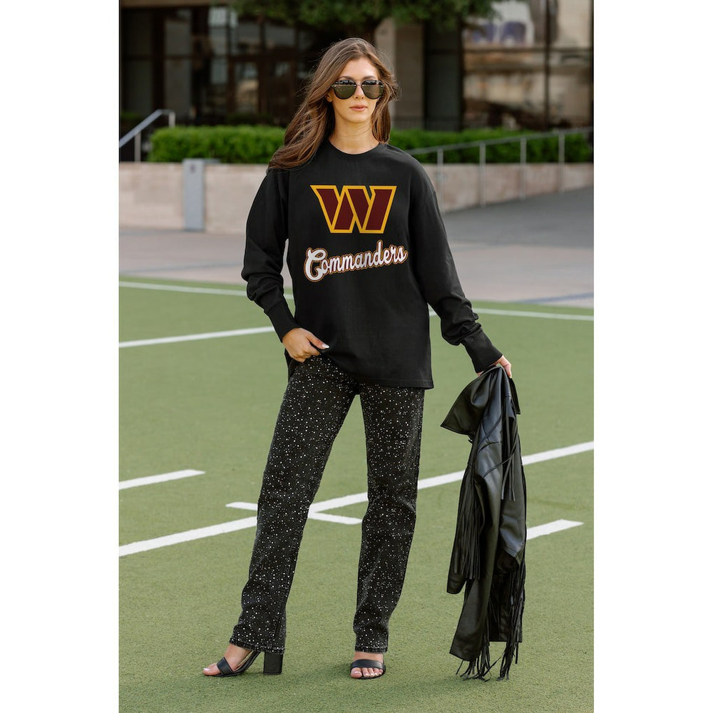 Washington Commanders Gameday Couture Women's Oversized Long Sleeve T-Shirt - Black cheap