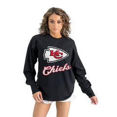 Kansas City Chiefs Gameday Couture Women's Oversized Long Sleeve T-Shirt - Black cheap