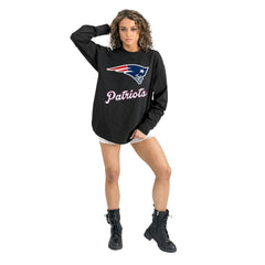 New England Patriots Gameday Couture Women's Oversized Long Sleeve T-Shirt - Black for sale