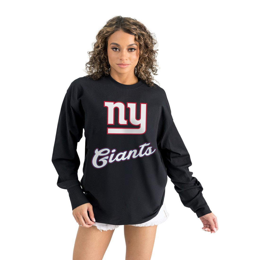 New York Giants Gameday Couture Women's Oversized Long Sleeve T-Shirt - Black outlet