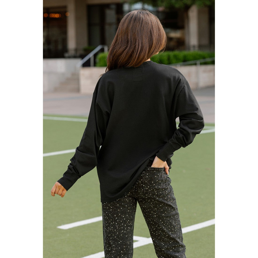 New York Giants Gameday Couture Women's Oversized Long Sleeve T-Shirt - Black outlet