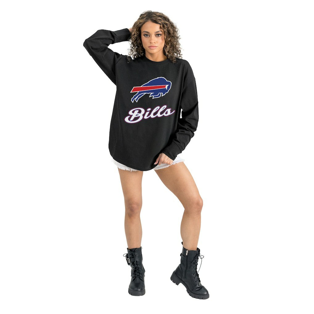 Buffalo Bills Gameday Couture Women's Oversized Long Sleeve T-Shirt - Black sale