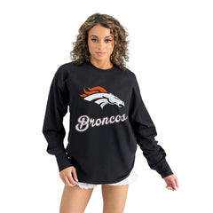 Denver Broncos Gameday Couture Women's Oversized Long Sleeve T-Shirt - Black on sale