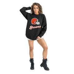 Cleveland Browns Gameday Couture Women's Oversized Long Sleeve T-Shirt - Black discount