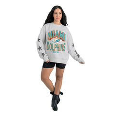 Miami Dolphins Gameday Couture Women's Resilience Relaxed Rhinestone Pullover Sweatshirt - Ash online