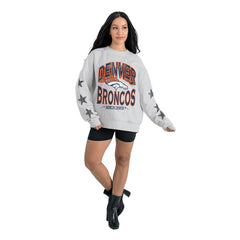 Denver Broncos Gameday Couture Women's Resilience Relaxed Rhinestone Pullover Sweatshirt - Ash cheap