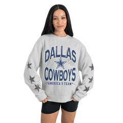 Dallas Cowboys Gameday Couture Women's Resilience Relaxed Rhinestone Pullover Sweatshirt - Ash on sale