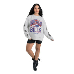 Buffalo Bills Gameday Couture Women's Resilience Relaxed Rhinestone Pullover Sweatshirt - Ash online