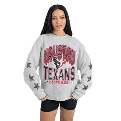 Houston Texans Gameday Couture Women's Resilience Relaxed Rhinestone Pullover Sweatshirt - Ash cheap
