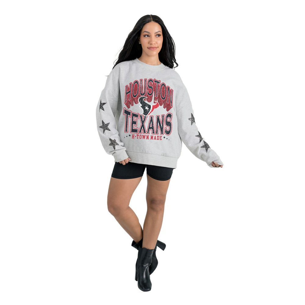 Houston Texans Gameday Couture Women's Resilience Relaxed Rhinestone Pullover Sweatshirt - Ash cheap