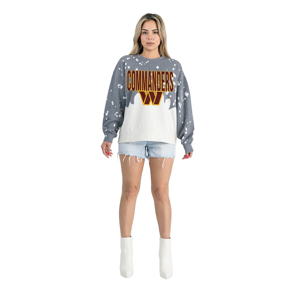 Washington Commanders Gameday Couture Women's Oversized Faded Wash Tri-Blend Pullover Sweatshirt - Gray cheap