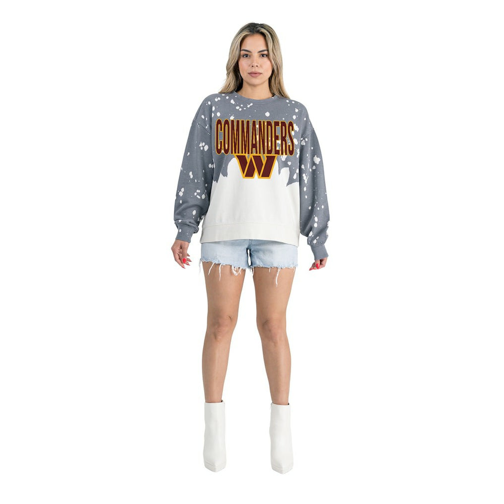 Washington Commanders Gameday Couture Women's Oversized Faded Wash Tri-Blend Pullover Sweatshirt - Gray cheap