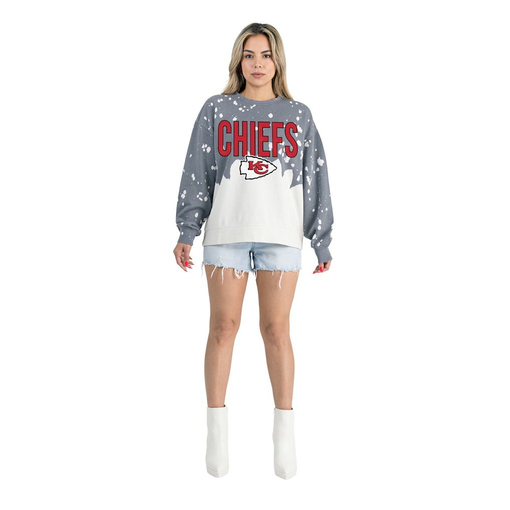 Kansas City Chiefs Gameday Couture Women's Oversized Faded Wash Tri-Blend Pullover Sweatshirt - Gray cheap