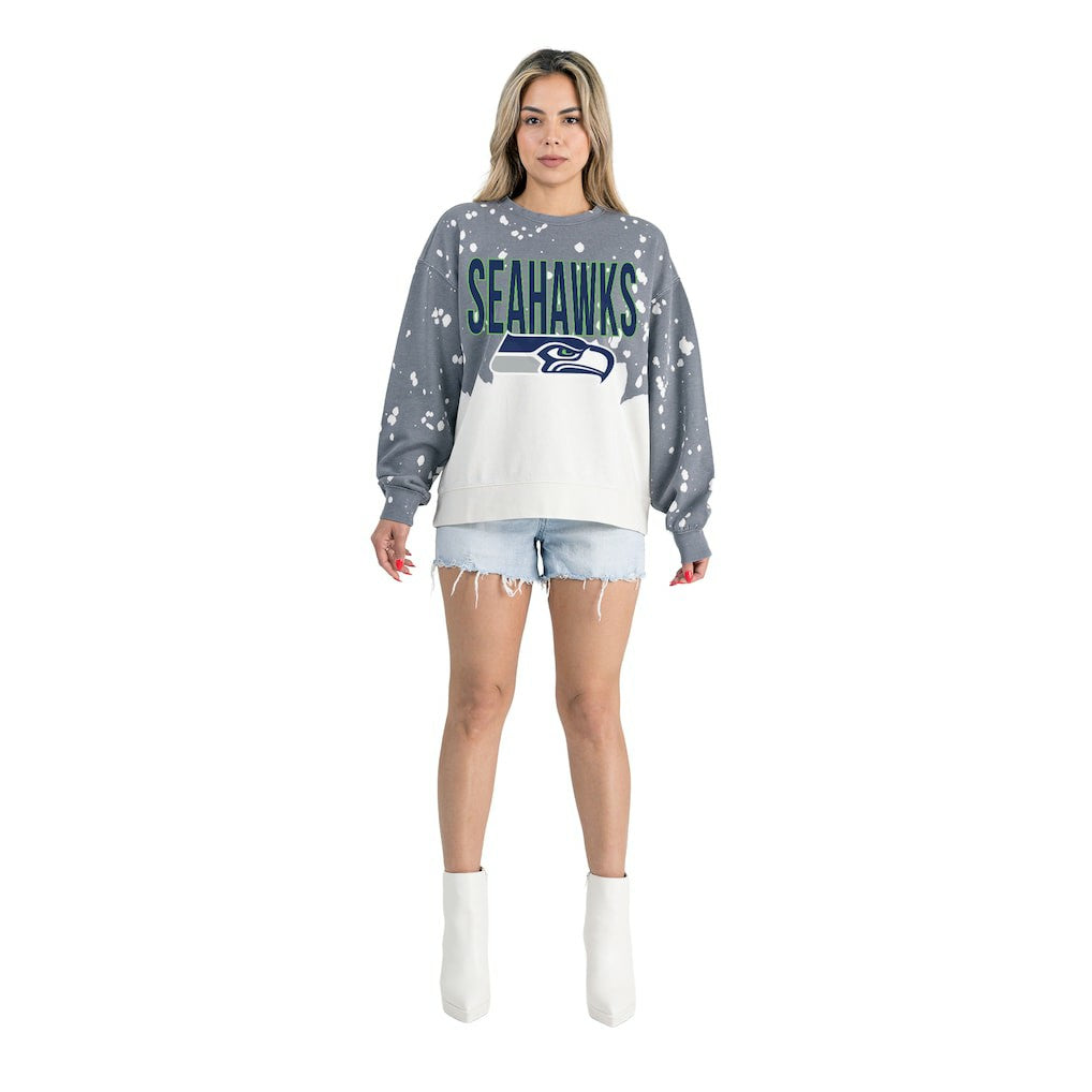 Seattle Seahawks Gameday Couture Women's Oversized Faded Wash Tri-Blend Pullover Sweatshirt - Gray online