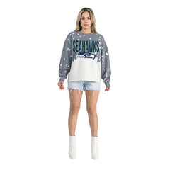 Seattle Seahawks Gameday Couture Women's Oversized Faded Wash Tri-Blend Pullover Sweatshirt - Gray online