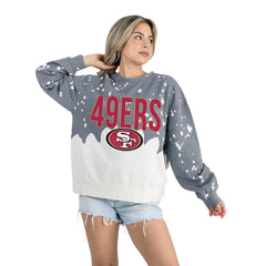 San Francisco 49ers Gameday Couture Women's Oversized Faded Wash Tri-Blend Pullover Sweatshirt - Gray on sale