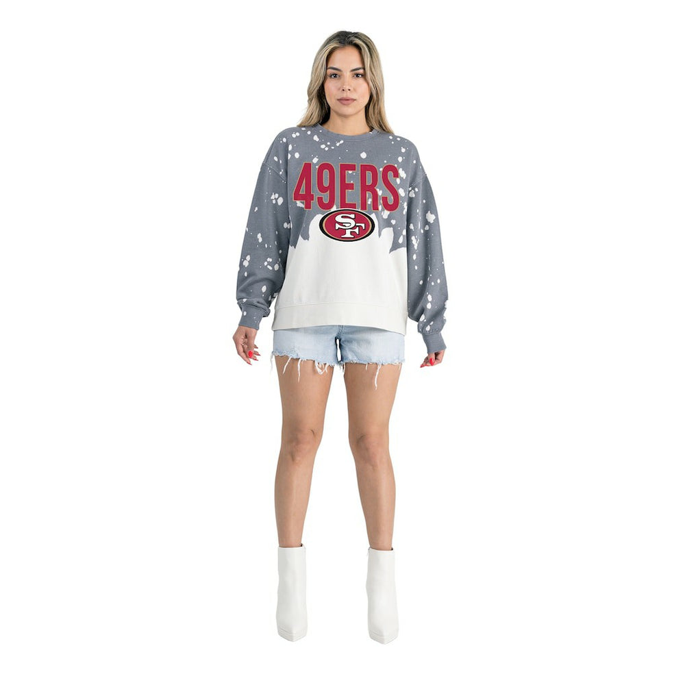 San Francisco 49ers Gameday Couture Women's Oversized Faded Wash Tri-Blend Pullover Sweatshirt - Gray on sale