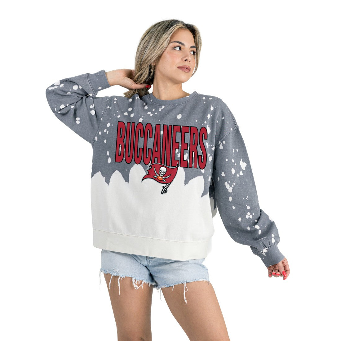 Tampa Bay Buccaneers Gameday Couture Women's Oversized Faded Wash Tri-Blend Pullover Sweatshirt - Gray discount