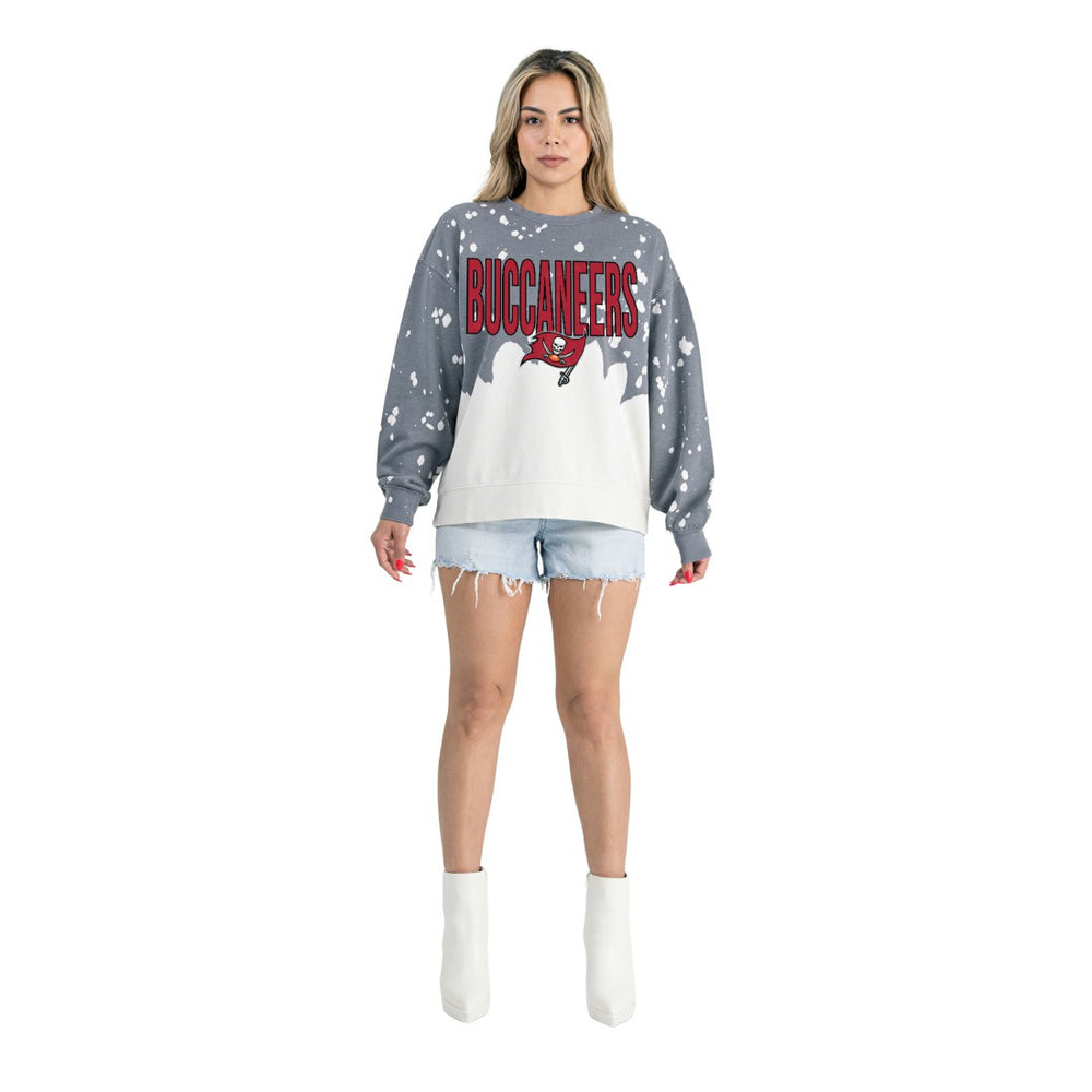 Tampa Bay Buccaneers Gameday Couture Women's Oversized Faded Wash Tri-Blend Pullover Sweatshirt - Gray discount