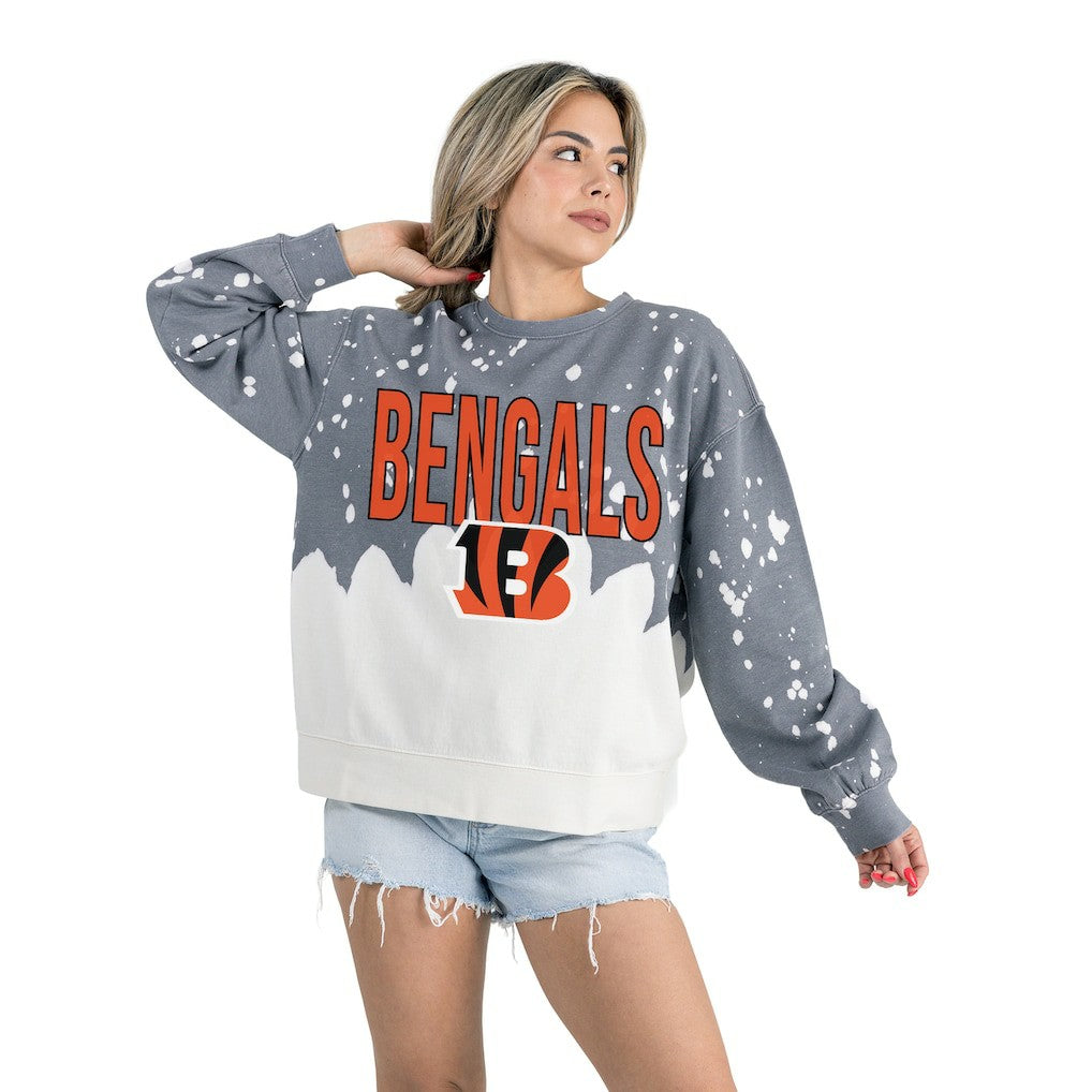 Cincinnati Bengals Gameday Couture Women's Oversized Faded Wash Tri-Blend Pullover Sweatshirt - Gray outlet