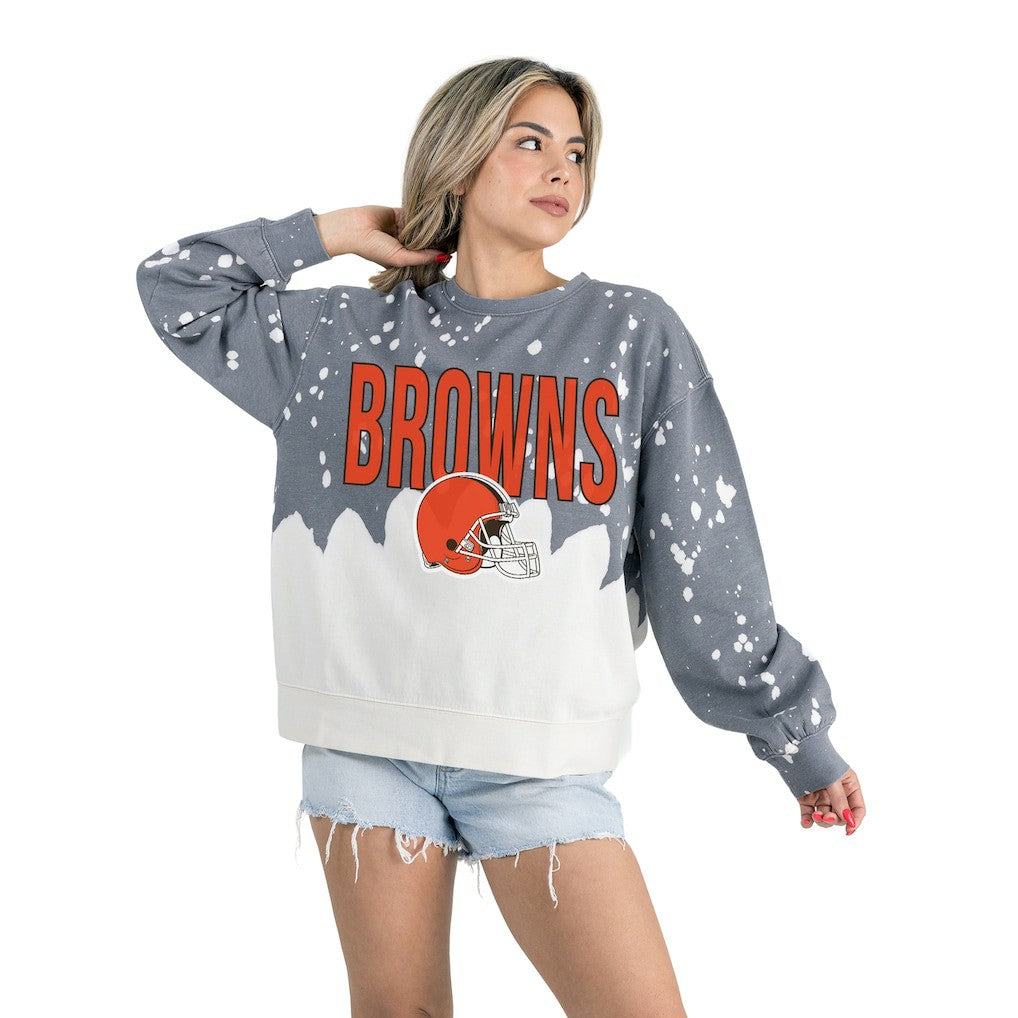 Cleveland Browns Gameday Couture Women's Oversized Faded Wash Tri-Blend Pullover Sweatshirt - Gray discount