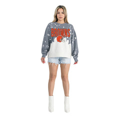 Cleveland Browns Gameday Couture Women's Oversized Faded Wash Tri-Blend Pullover Sweatshirt - Gray discount