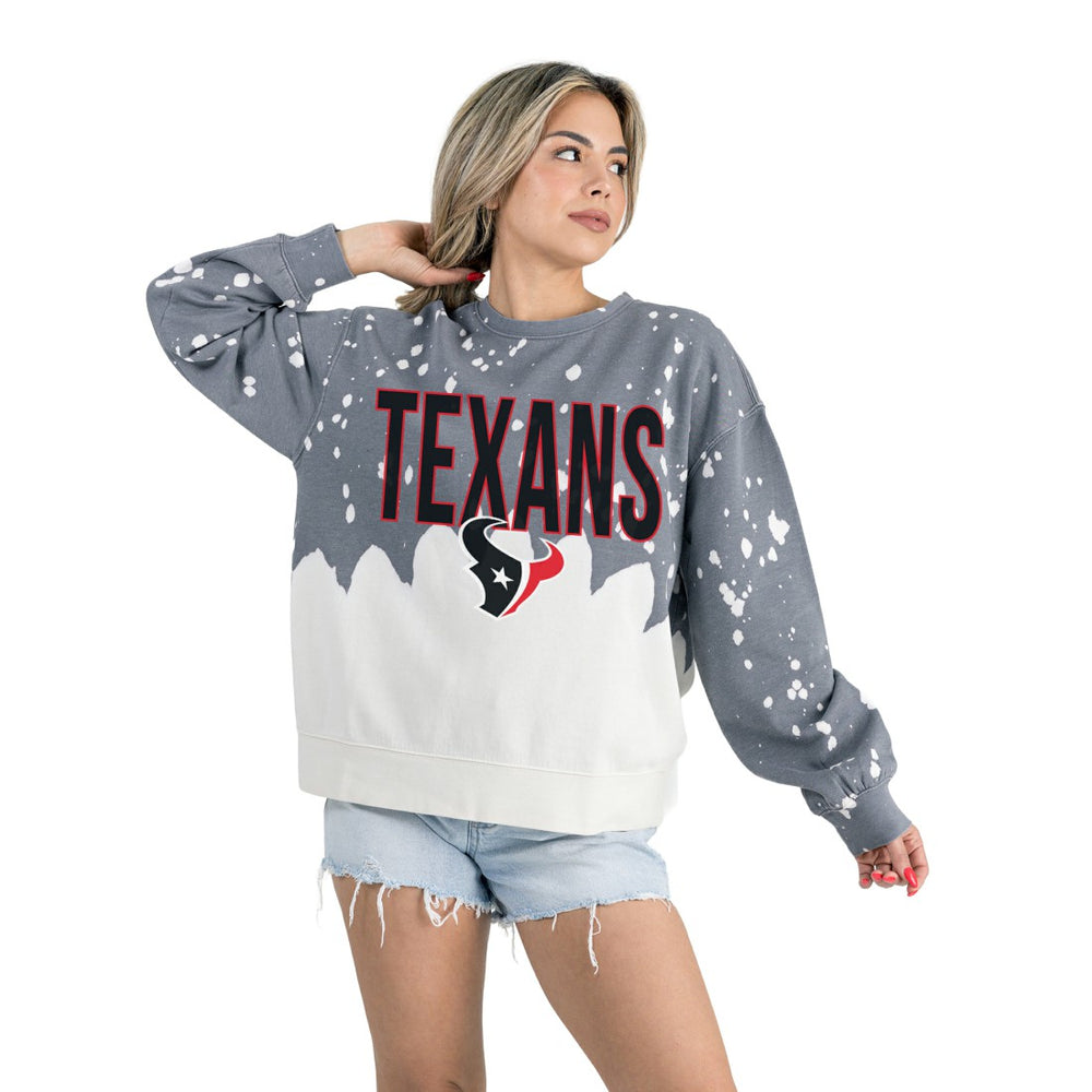 Houston Texans Gameday Couture Women's Oversized Faded Wash Tri-Blend Pullover Sweatshirt - Gray on sale