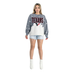 Houston Texans Gameday Couture Women's Oversized Faded Wash Tri-Blend Pullover Sweatshirt - Gray on sale