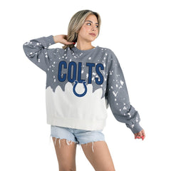 Indianapolis Colts Gameday Couture Women's Oversized Faded Wash Tri-Blend Pullover Sweatshirt - Gray discount