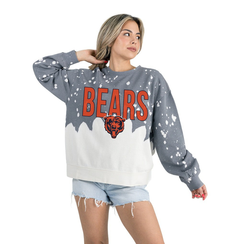 Chicago Bears Gameday Couture Women's Oversized Faded Wash Tri-Blend Pullover Sweatshirt - Gray outlet