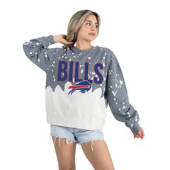 Buffalo Bills Gameday Couture Women's Oversized Faded Wash Tri-Blend Pullover Sweatshirt - Gray cheap