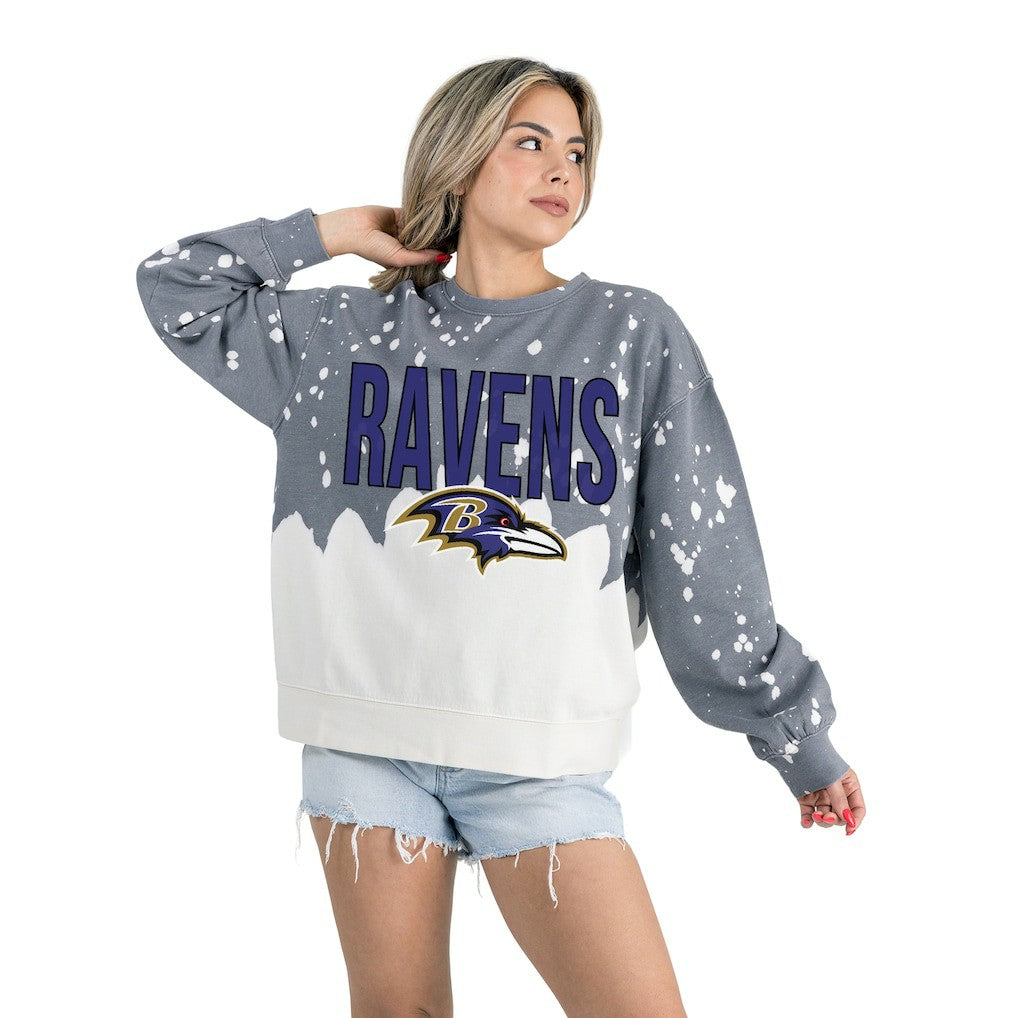 Baltimore Ravens Gameday Couture Women's Oversized Faded Wash Tri-Blend Pullover Sweatshirt - Gray discount