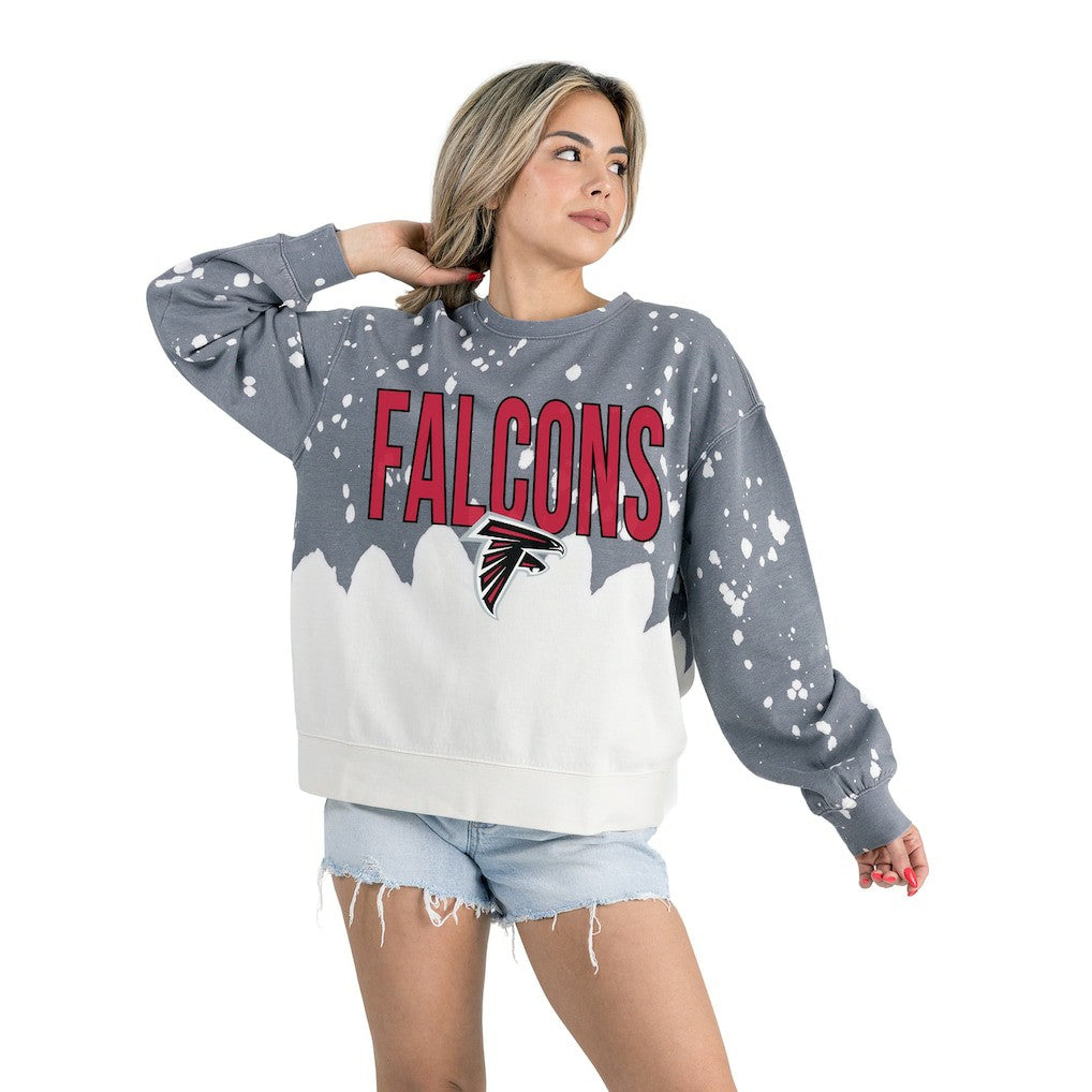 Atlanta Falcons Gameday Couture Women's Oversized Faded Wash Tri-Blend Pullover Sweatshirt - Gray outlet
