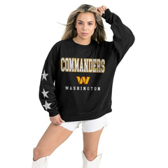Washington Commanders Gameday Couture Women's Velocity Relaxed Rhinestone Pullover Sweatshirt - Black outlet