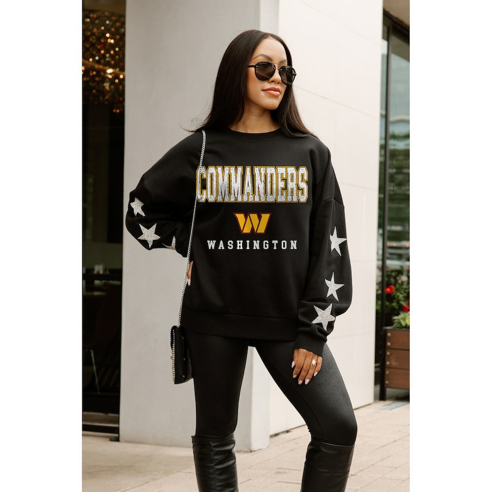 Washington Commanders Gameday Couture Women's Velocity Relaxed Rhinestone Pullover Sweatshirt - Black outlet