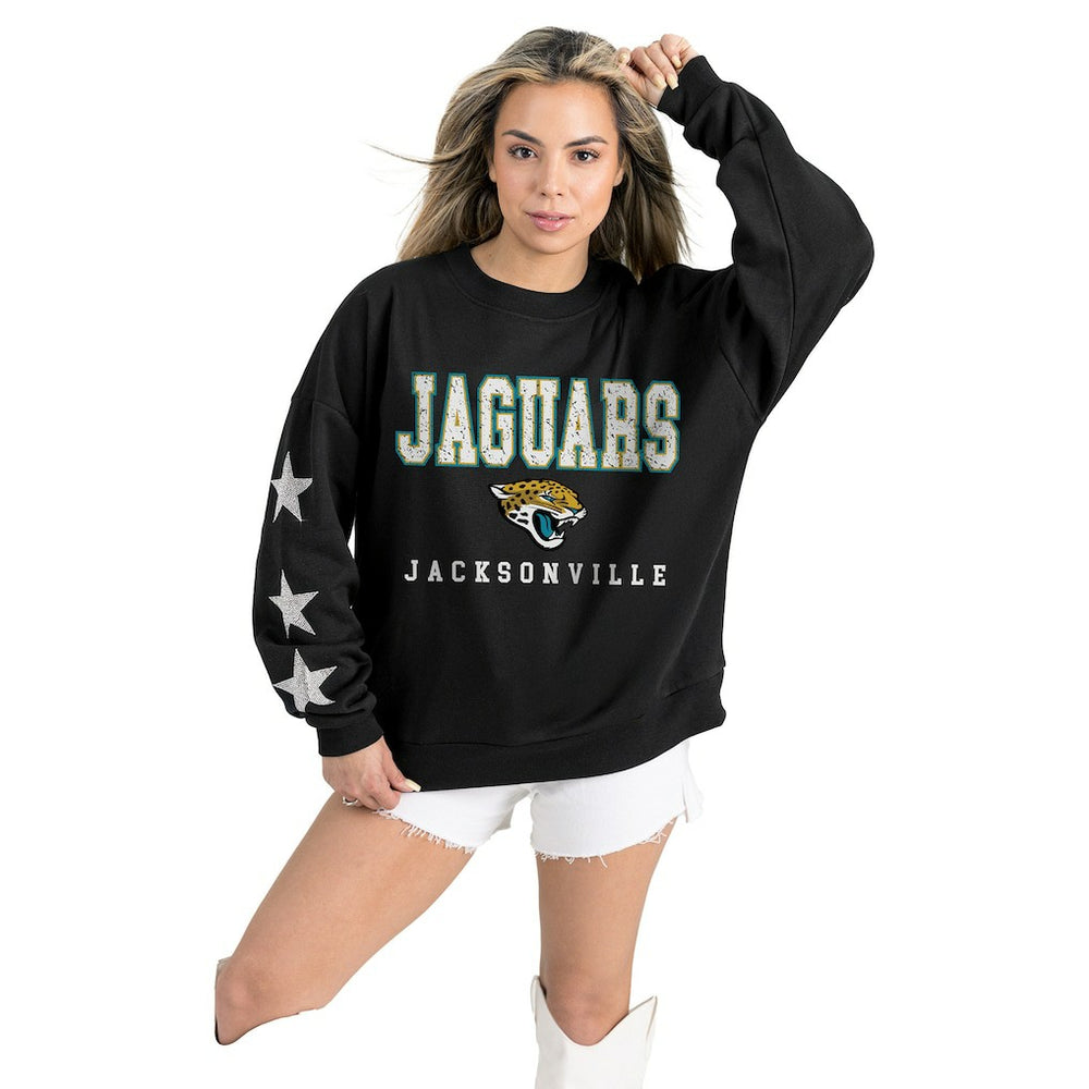 Jacksonville Jaguars Gameday Couture Women's Velocity Relaxed Rhinestone Pullover Sweatshirt - Black discount
