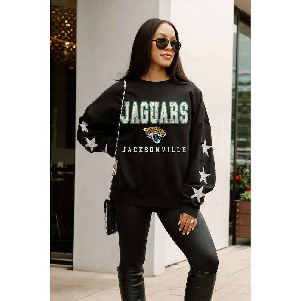 Jacksonville Jaguars Gameday Couture Women's Velocity Relaxed Rhinestone Pullover Sweatshirt - Black discount