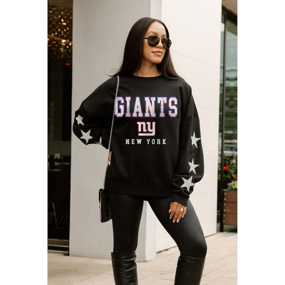 New York Giants Gameday Couture Women's Velocity Relaxed Rhinestone Pullover Sweatshirt - Black online