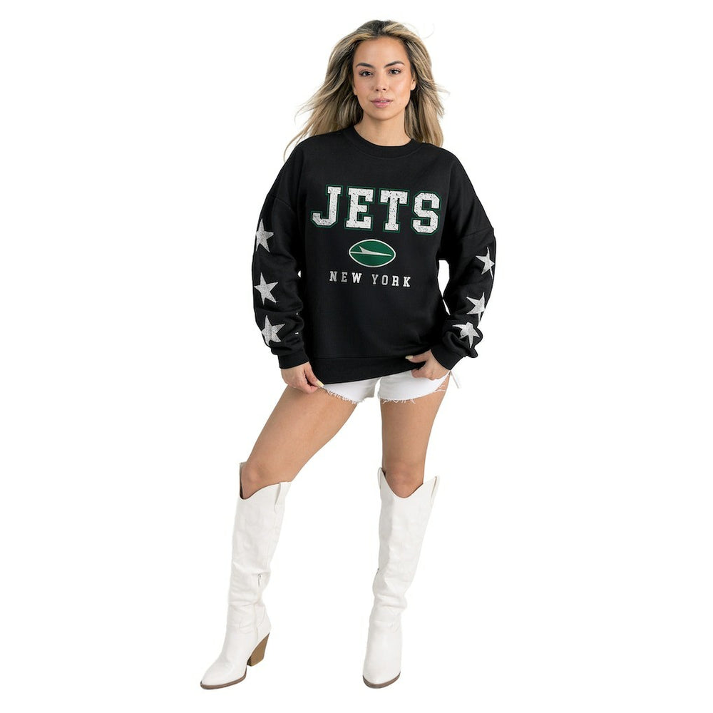 New York Jets Gameday Couture Women's Velocity Relaxed Rhinestone Pullover Sweatshirt - Black sale
