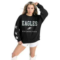 Philadelphia Eagles Gameday Couture Women's Velocity Relaxed Rhinestone Pullover Sweatshirt - Black for sale